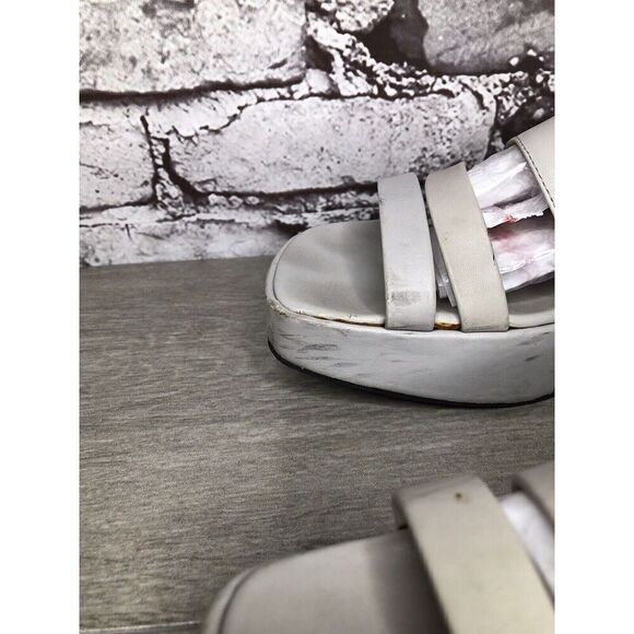 Bagnoli & Bonifacio Ivory Leather Strap Wedge Sandals Women Sz 40EU/9.5M US - Picture 6 of 16